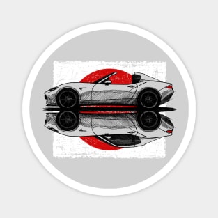 My hand drawing of ND RF Japanese roadster sports car with flag background Magnet